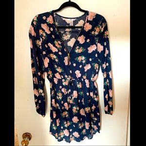 Navy floral long sleeve dress